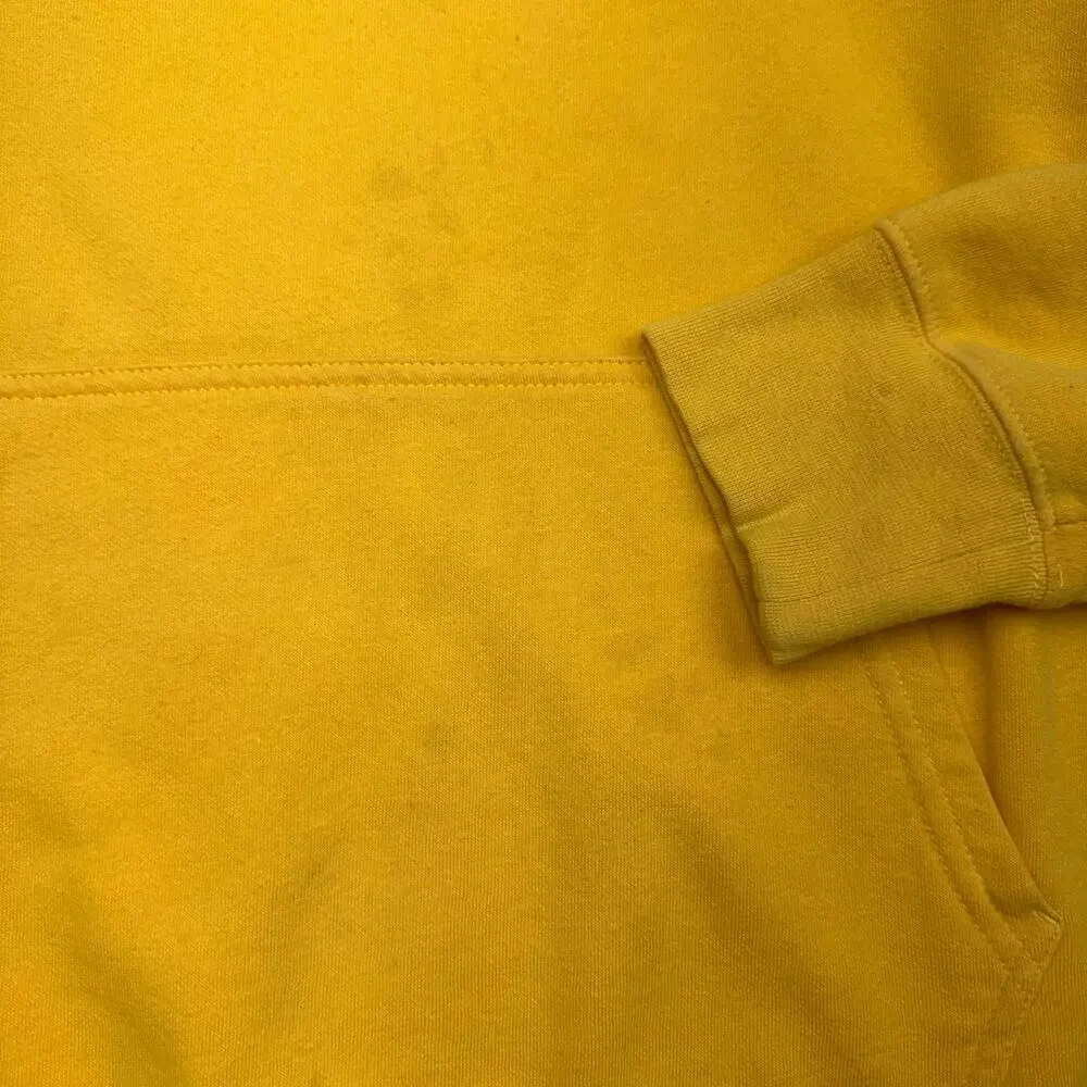 The North Face Yellow Pullover Hoodie Logo Cozy Fleece Mens M